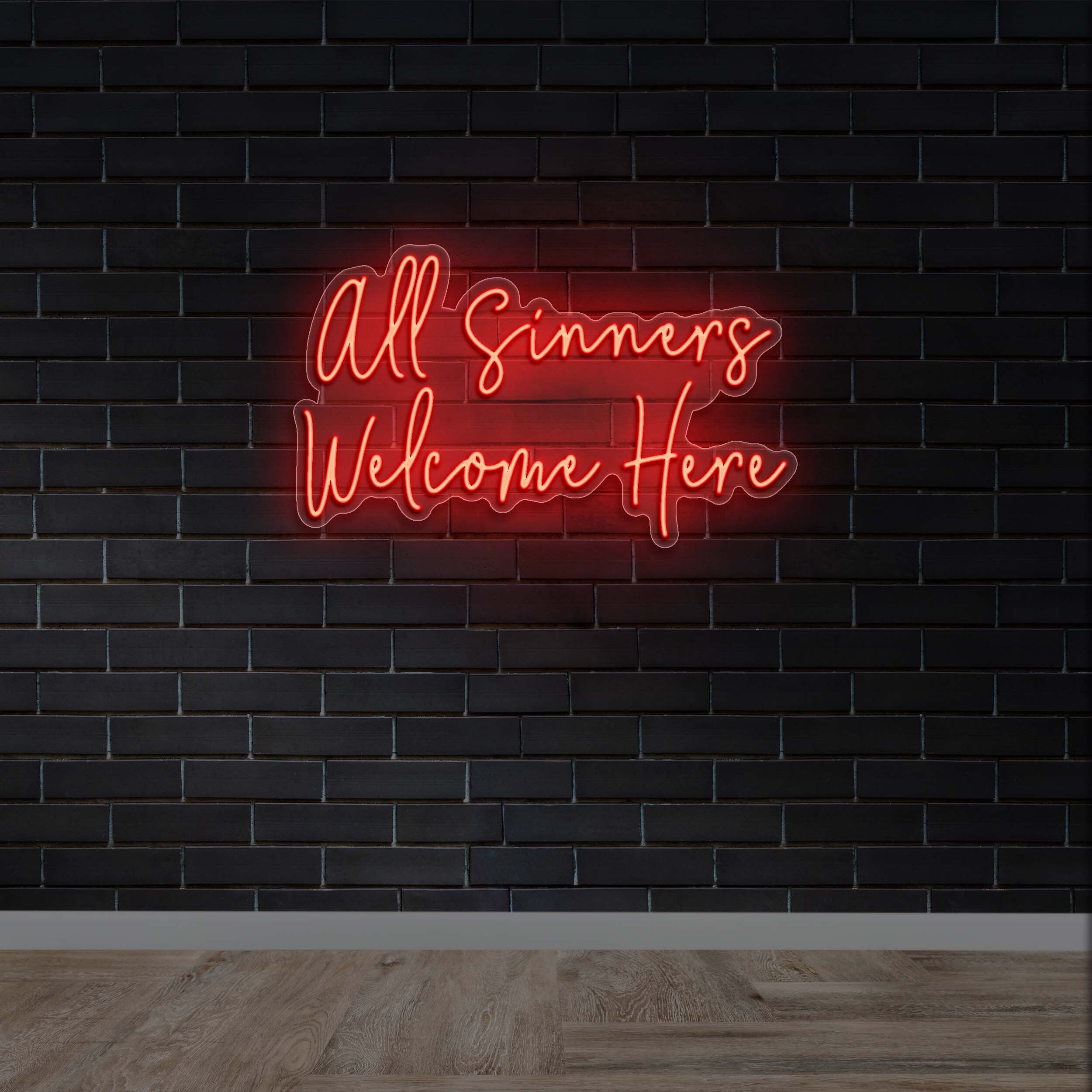All Sinners Welcome Here - Premium Neon Artwork