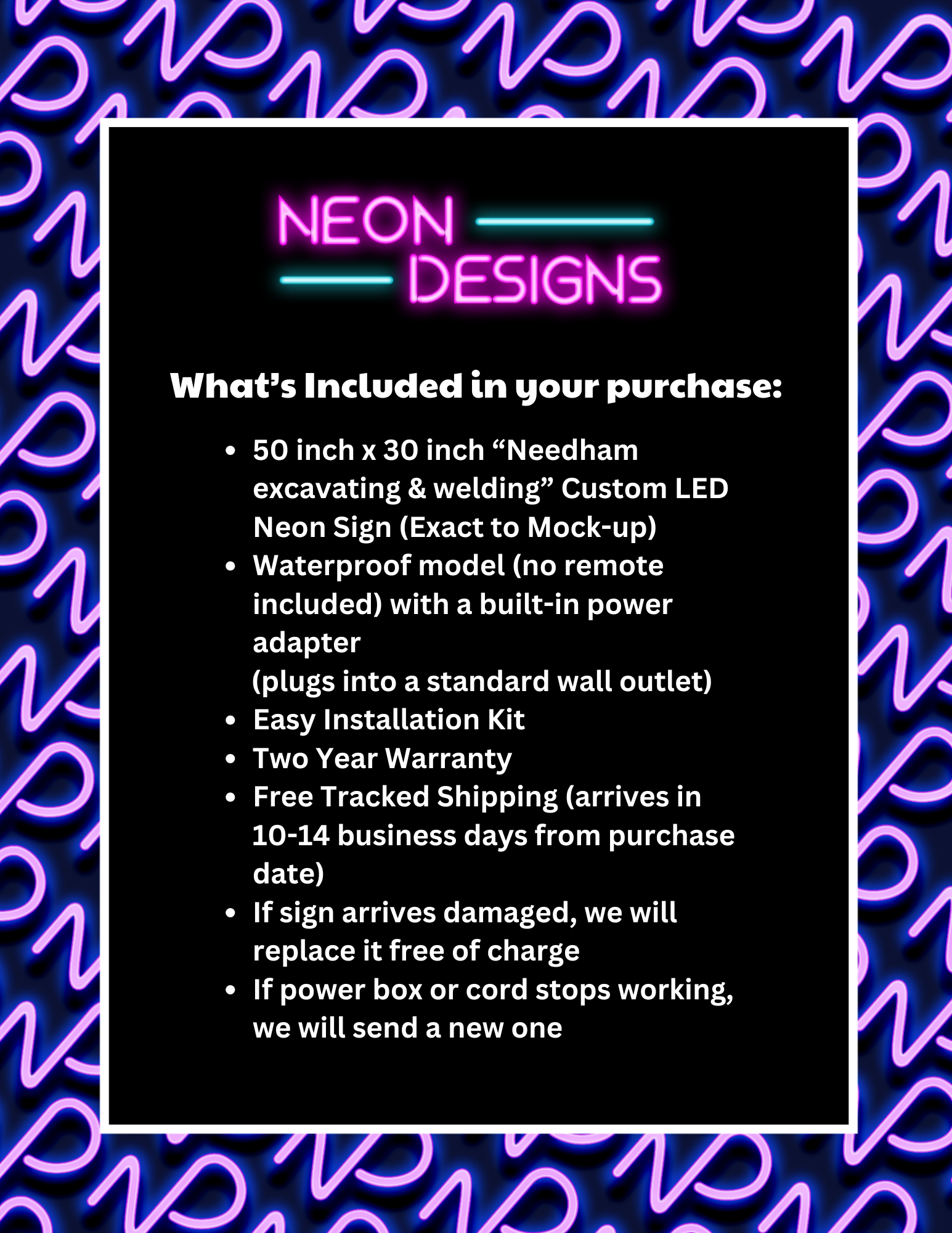 Needham Excavating & Welding - Premium Neon Artwork