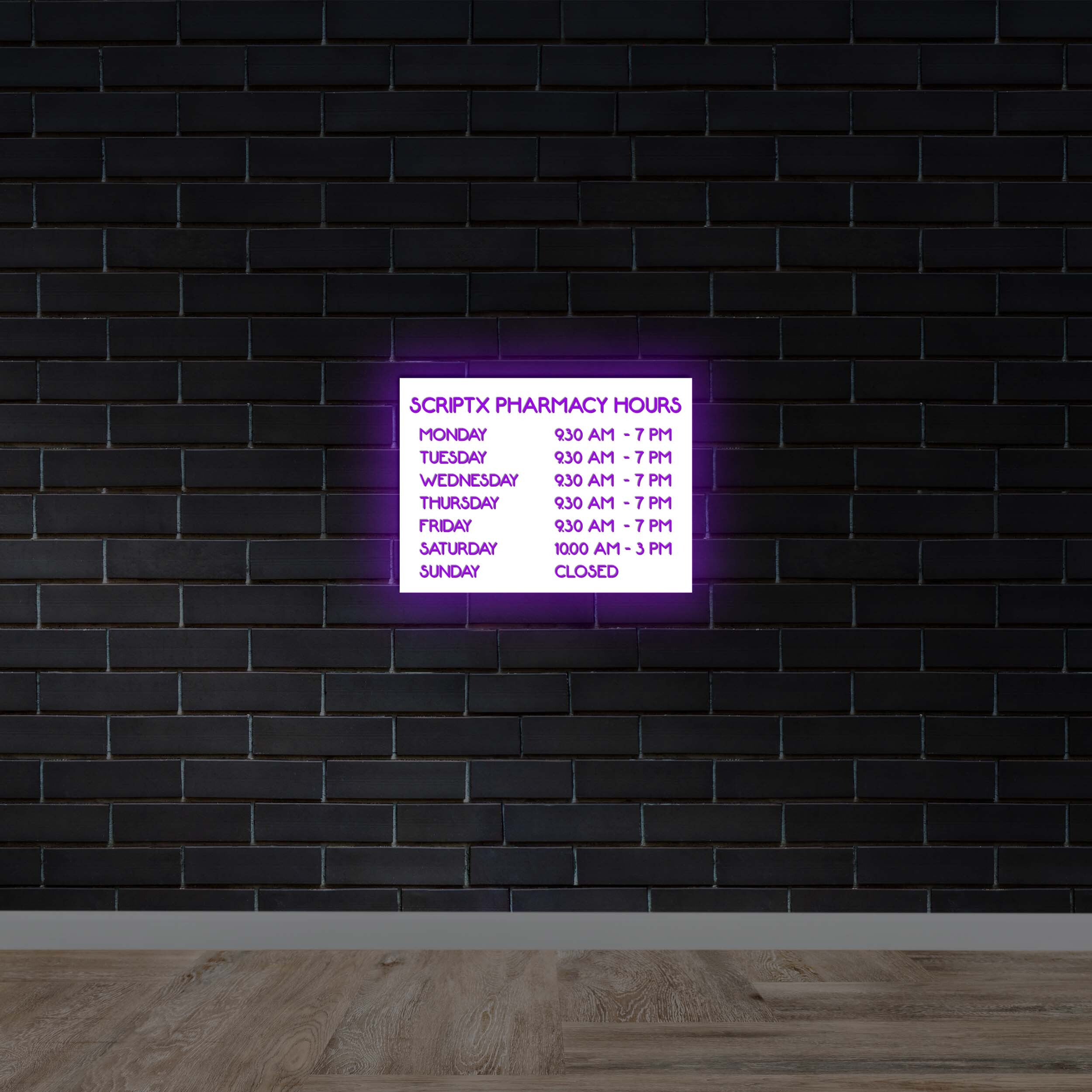 SCRIPTX PHARMACY HOURS | Backlit Version - Premium Neon Artwork