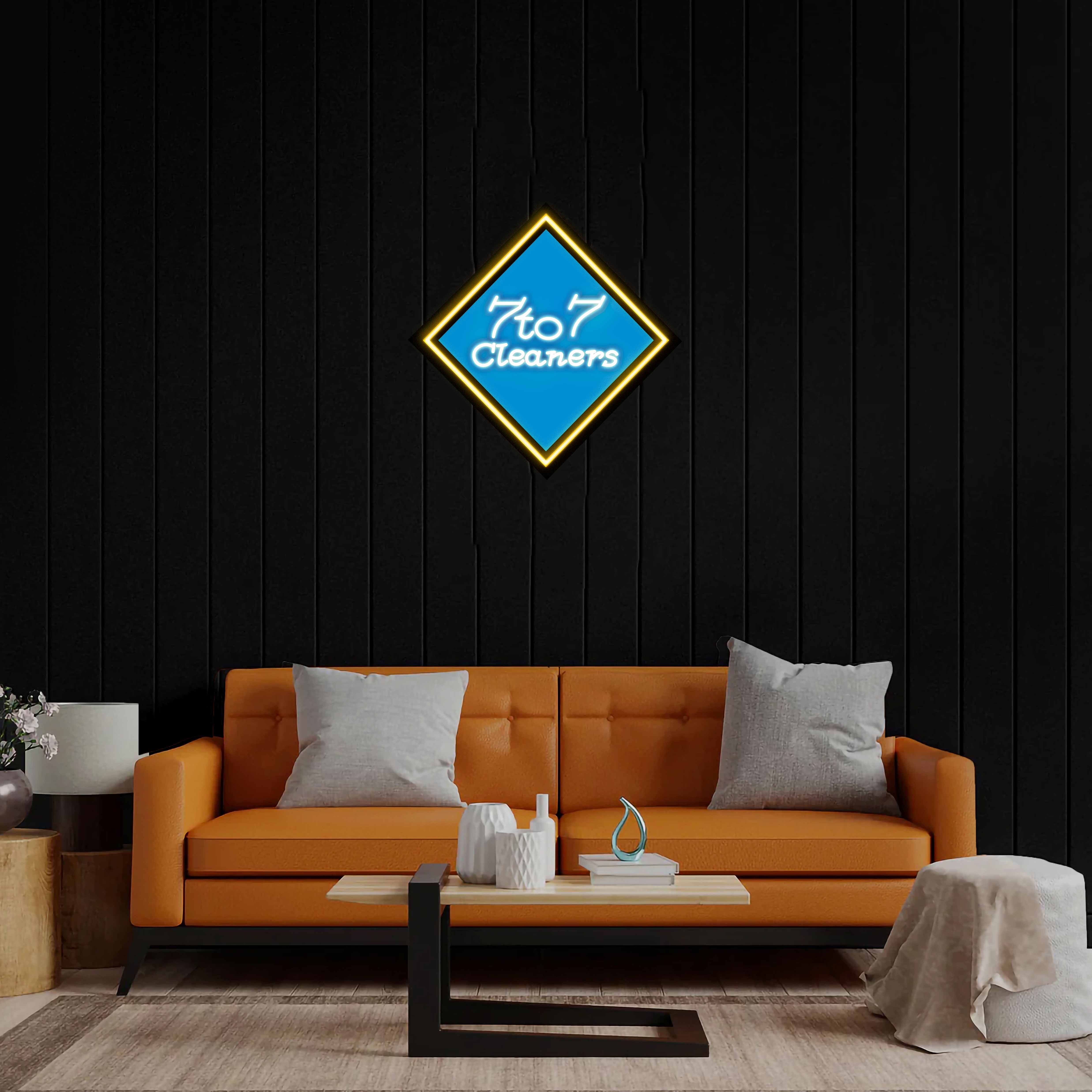 7to7 Cleaners - Premium Neon Artwork