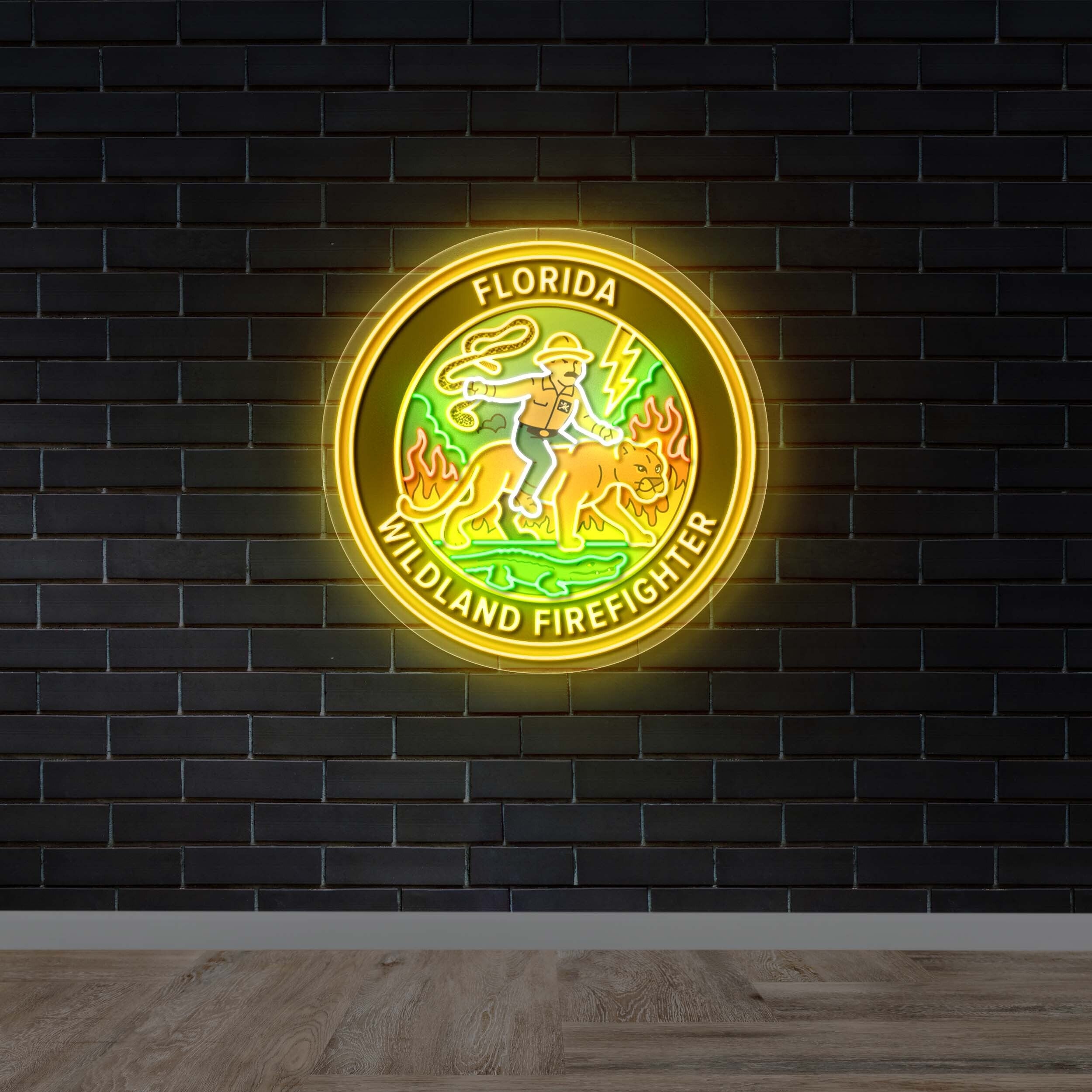Florida Wildland Firefighter - Premium Neon Artwork