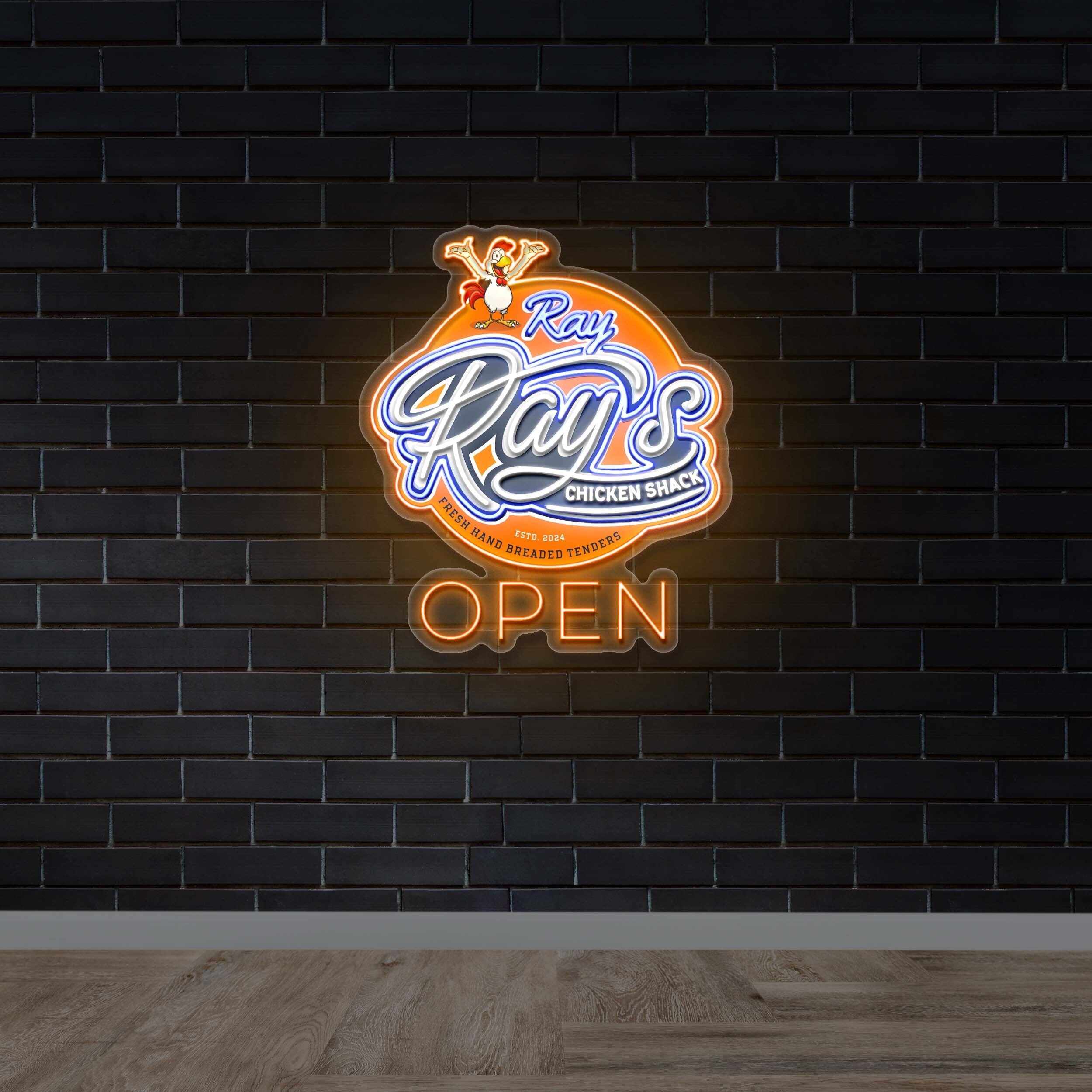 Ray’s Chicken Shack OPEN - Premium Neon Artwork
