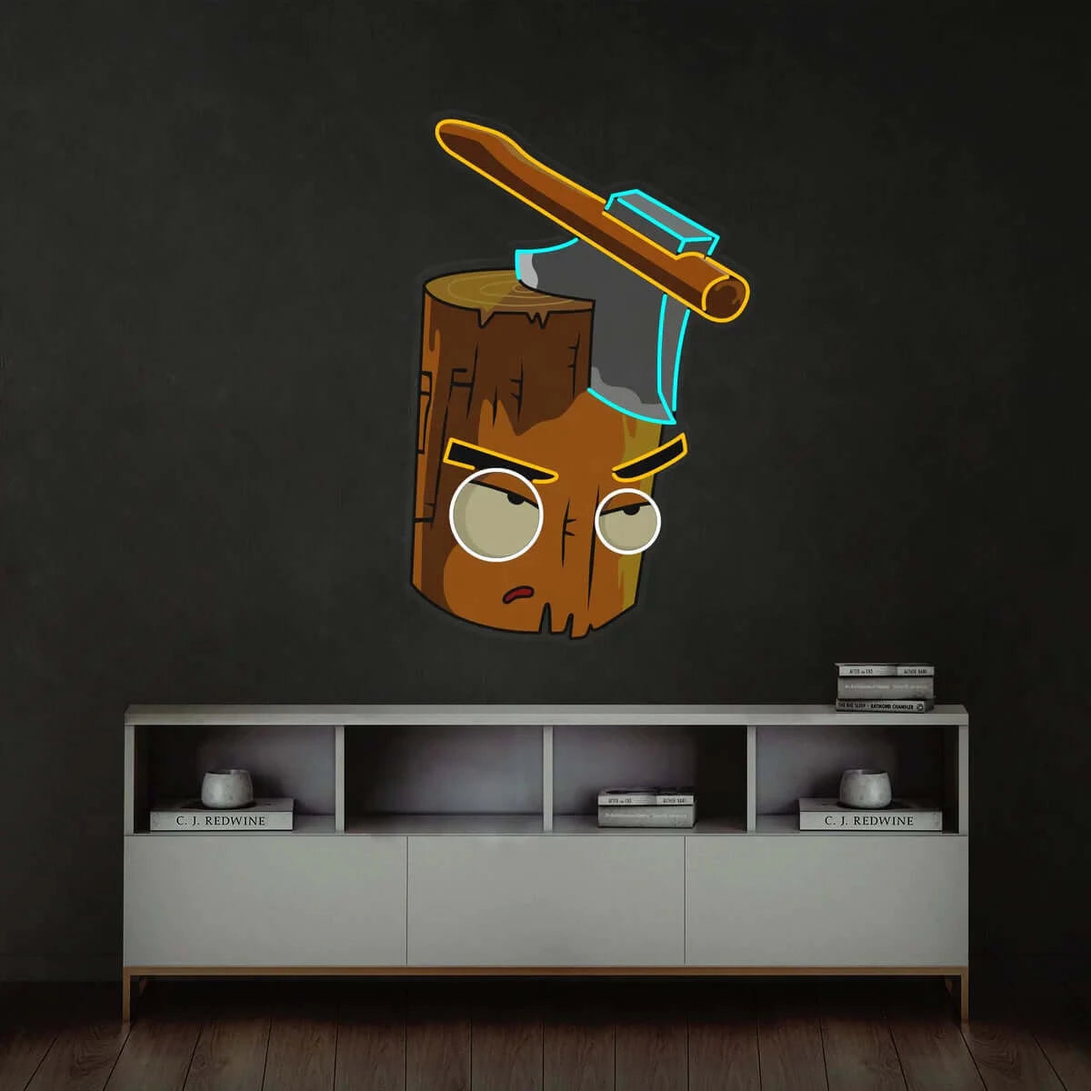 Axe vs. Wood - Premium Neon Artwork