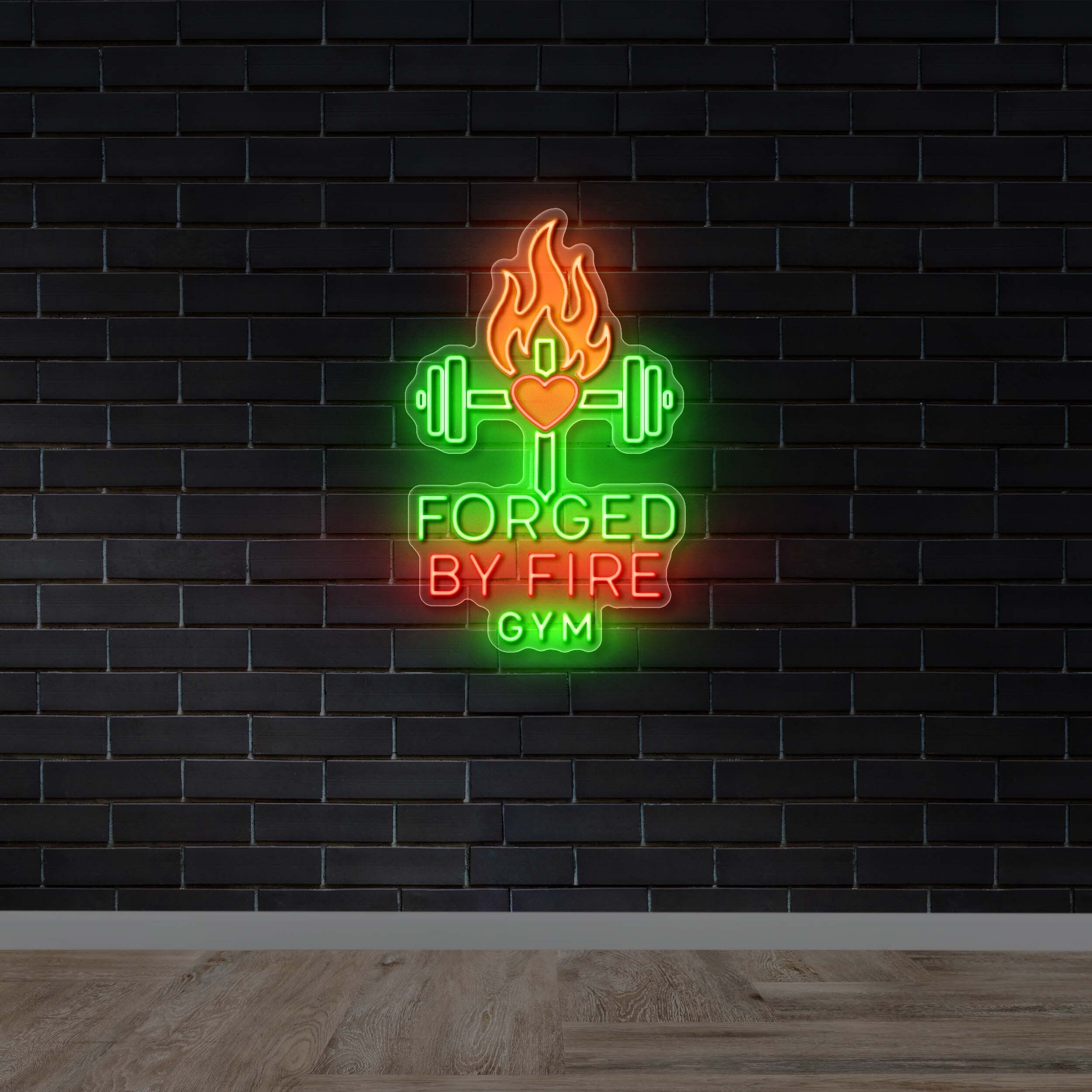 Forged By Fire Gym - Premium Neon Artwork