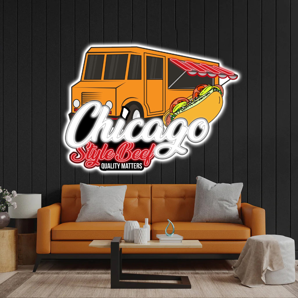 Chicago Style Beef - Premium Neon Artwork
