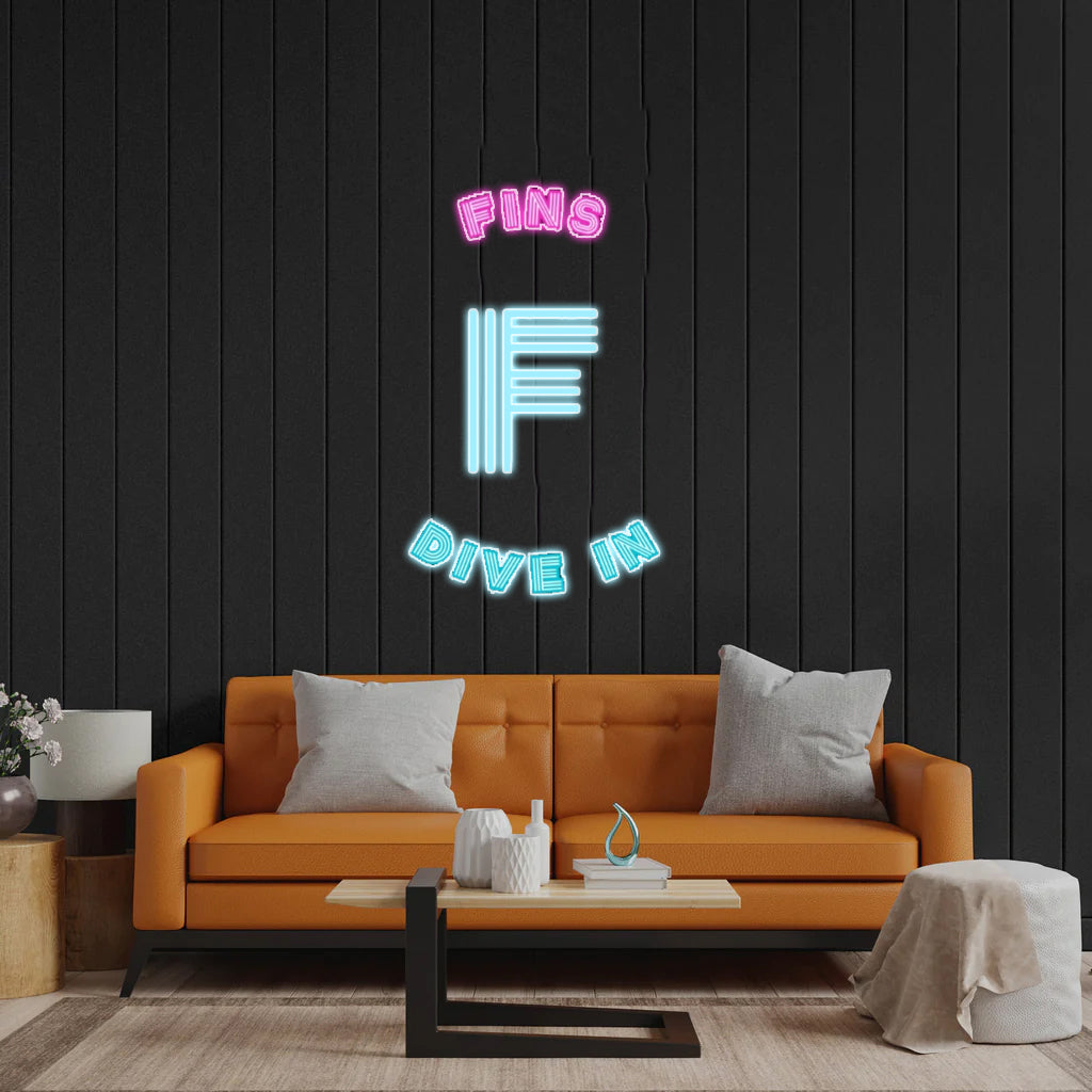 Fins Dive In - Premium Neon Artwork