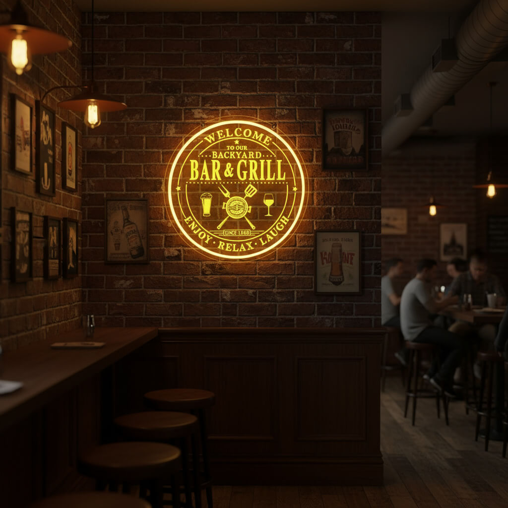 Backyard Bar & Grill Vintage Custom LED Neon Sign