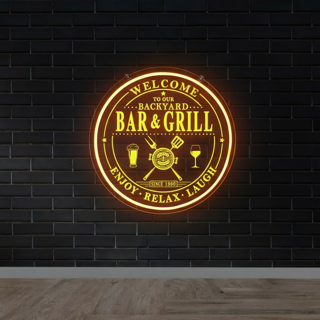 Backyard Bar & Grill Vintage Custom LED Neon Sign