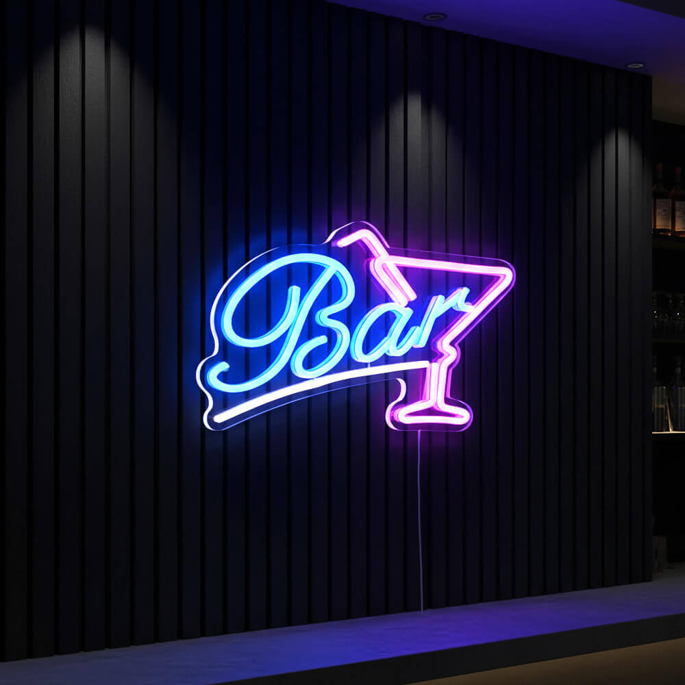Bar with Martini Glass LED Neon Sign
