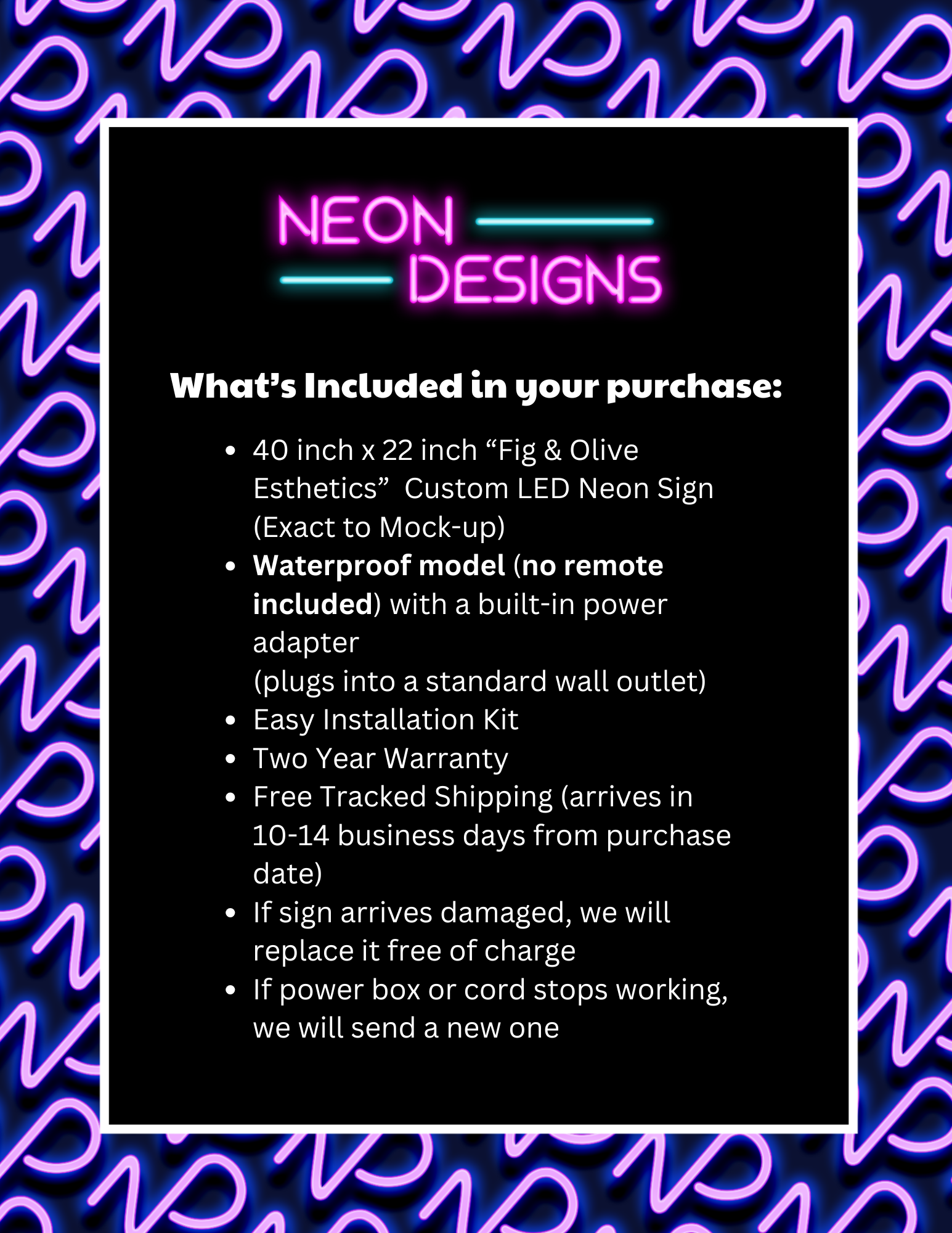 Fig & Olive Esthetics - Premium Neon Artwork
