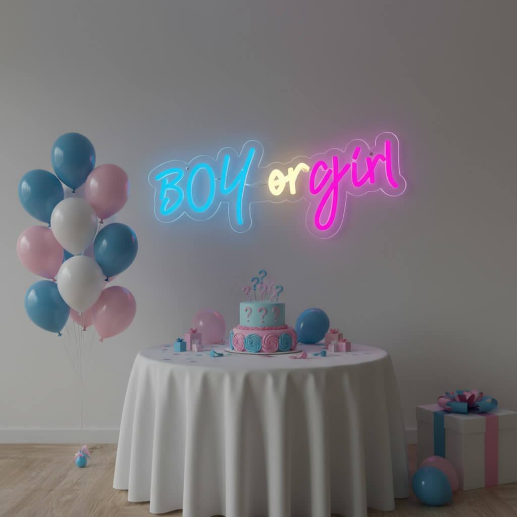 Boy or Girl Gender Reveal Events Decor LED Neon Sign