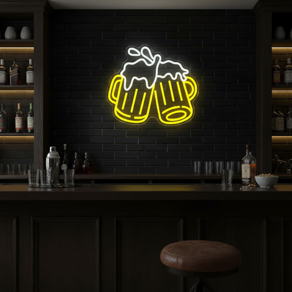 Cheers Beer Mugs Home Decor LED Neon Sign