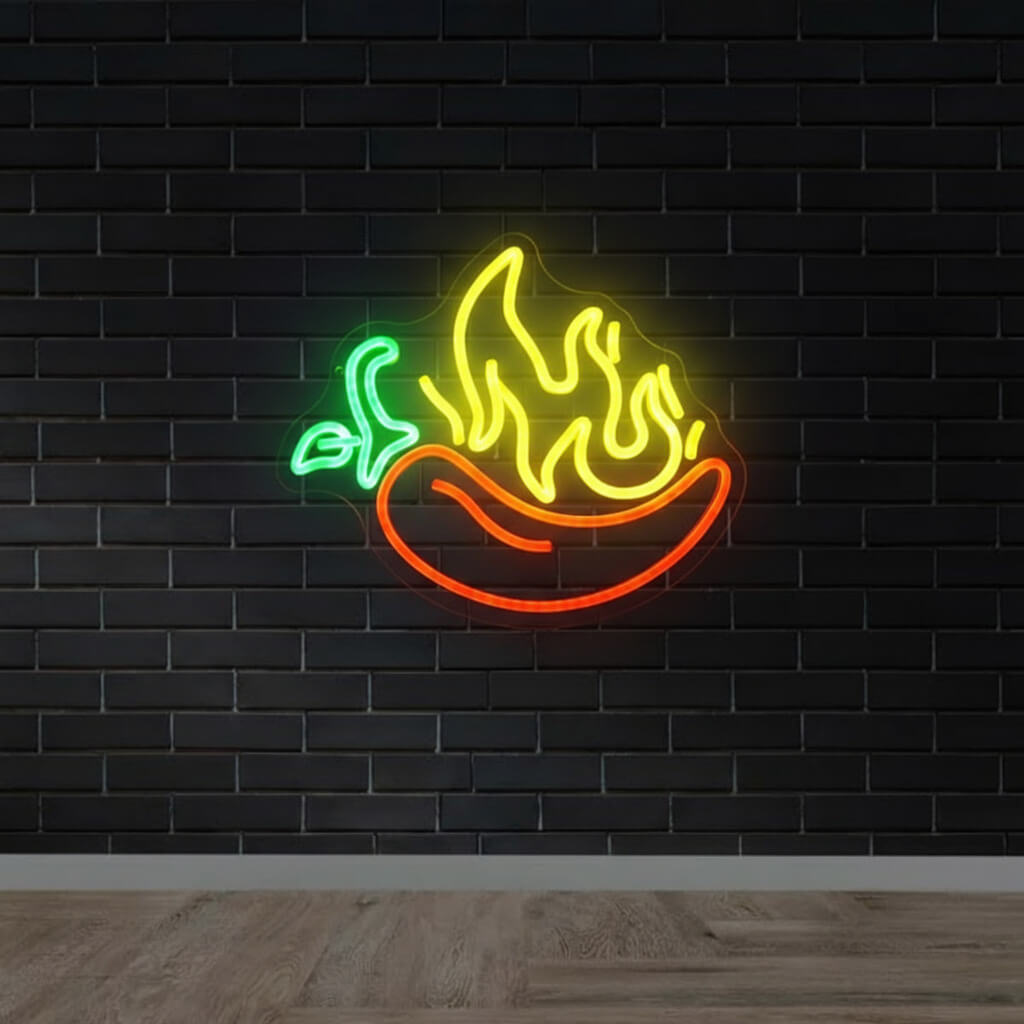 Flaming Chili Pepper LED Neon Sign