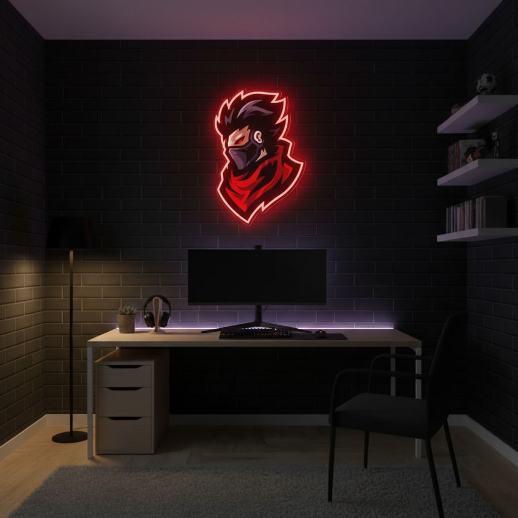 Cool Ninja Mascot - UV Print Gaming LED Neon Sign