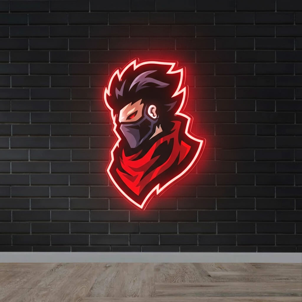 Cool Ninja Mascot - UV Print Gaming LED Neon Sign