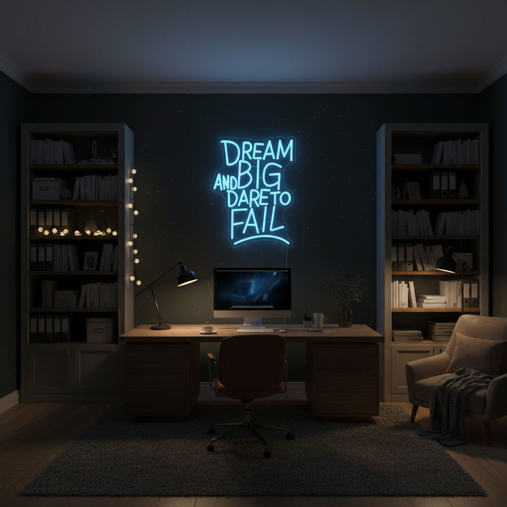 Dream Big and Dare to Fail - Inspirational LED Neon Sign