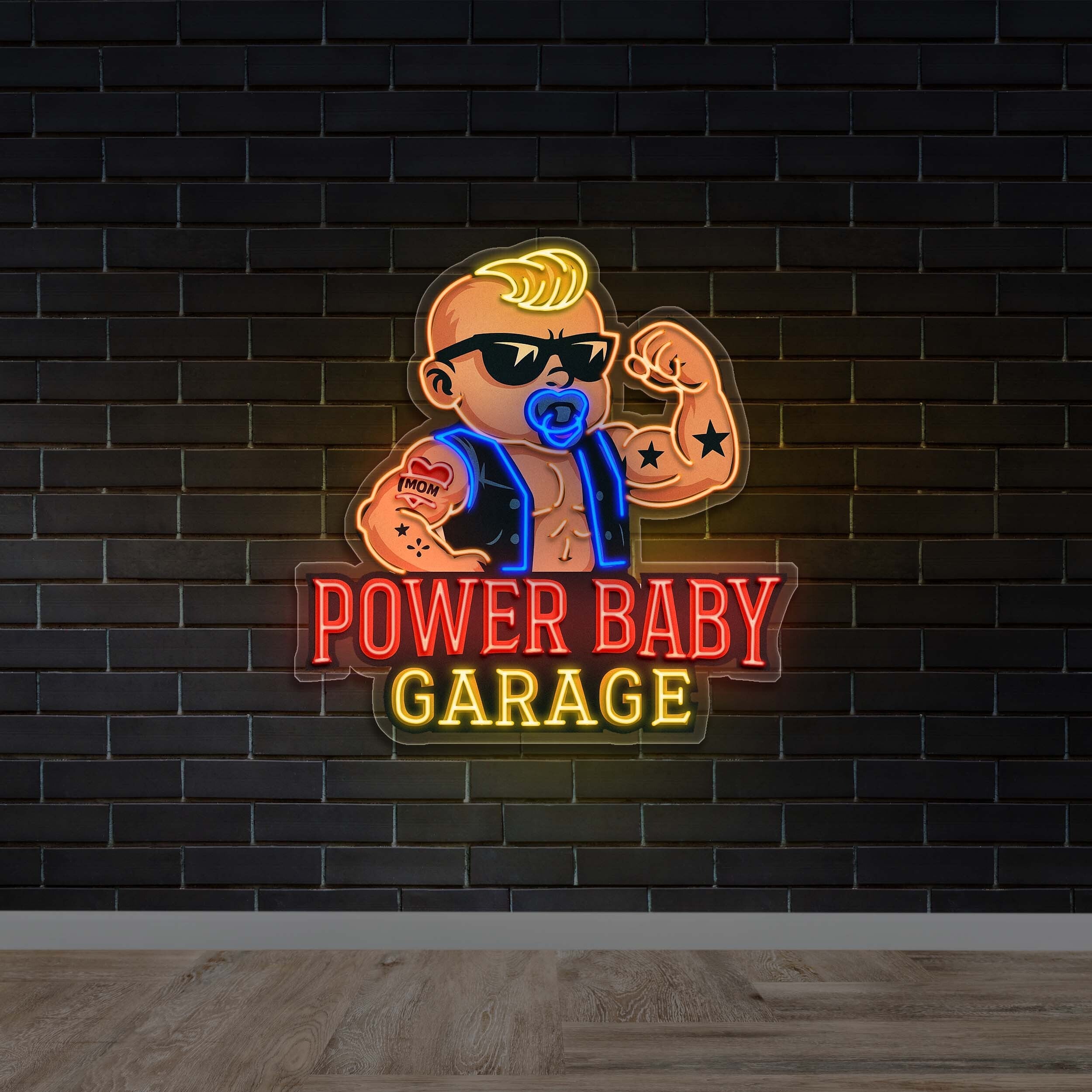 POWER BABY GARAGE - Premium Neon Artwork