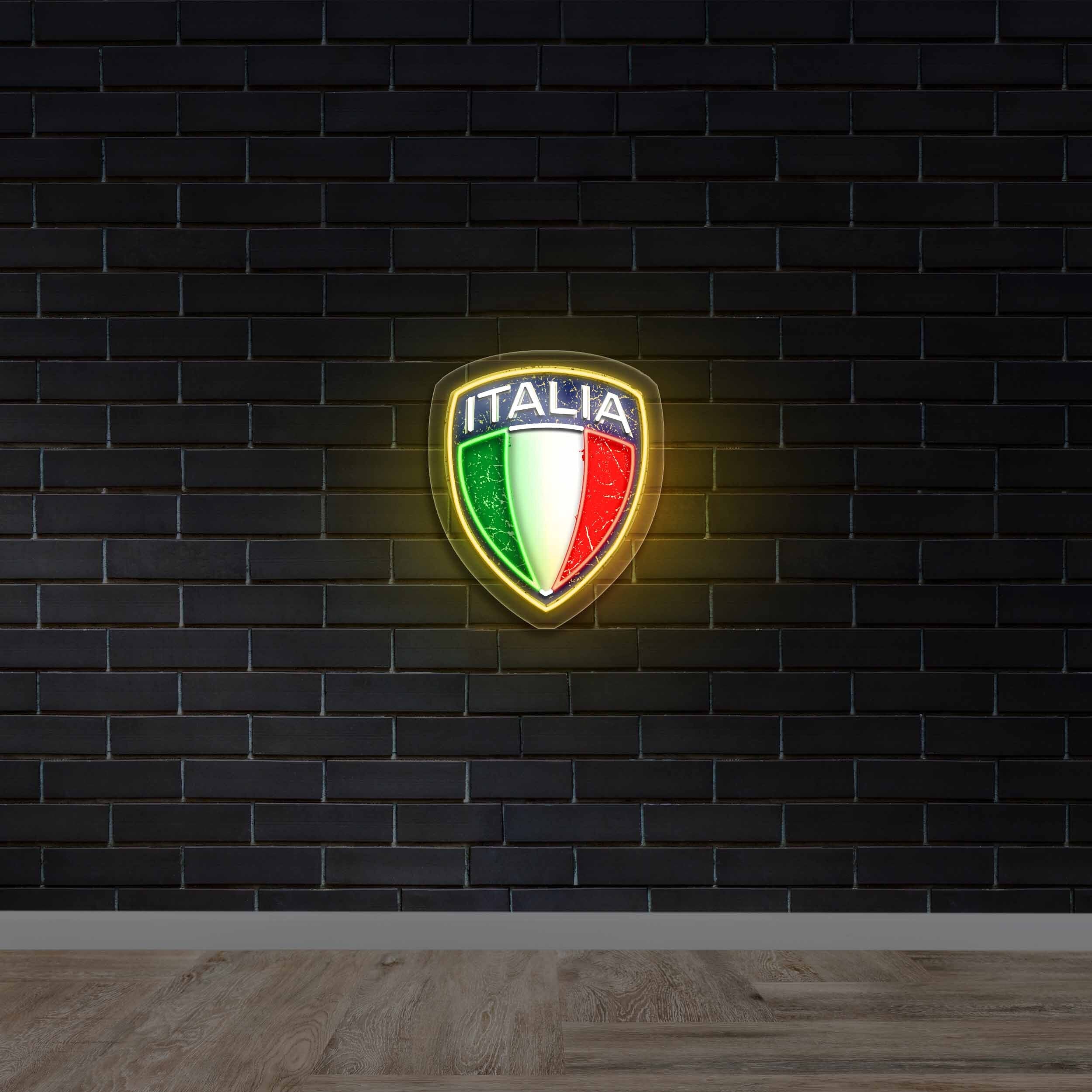 Italia Shield Crest - Premium Neon Artwork