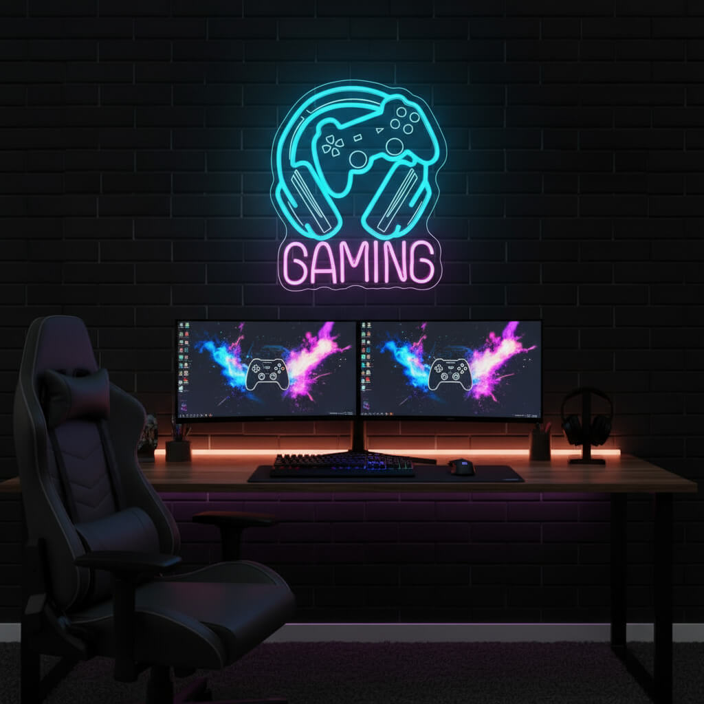 Gaming Headphone and Controller LED Neon Sign