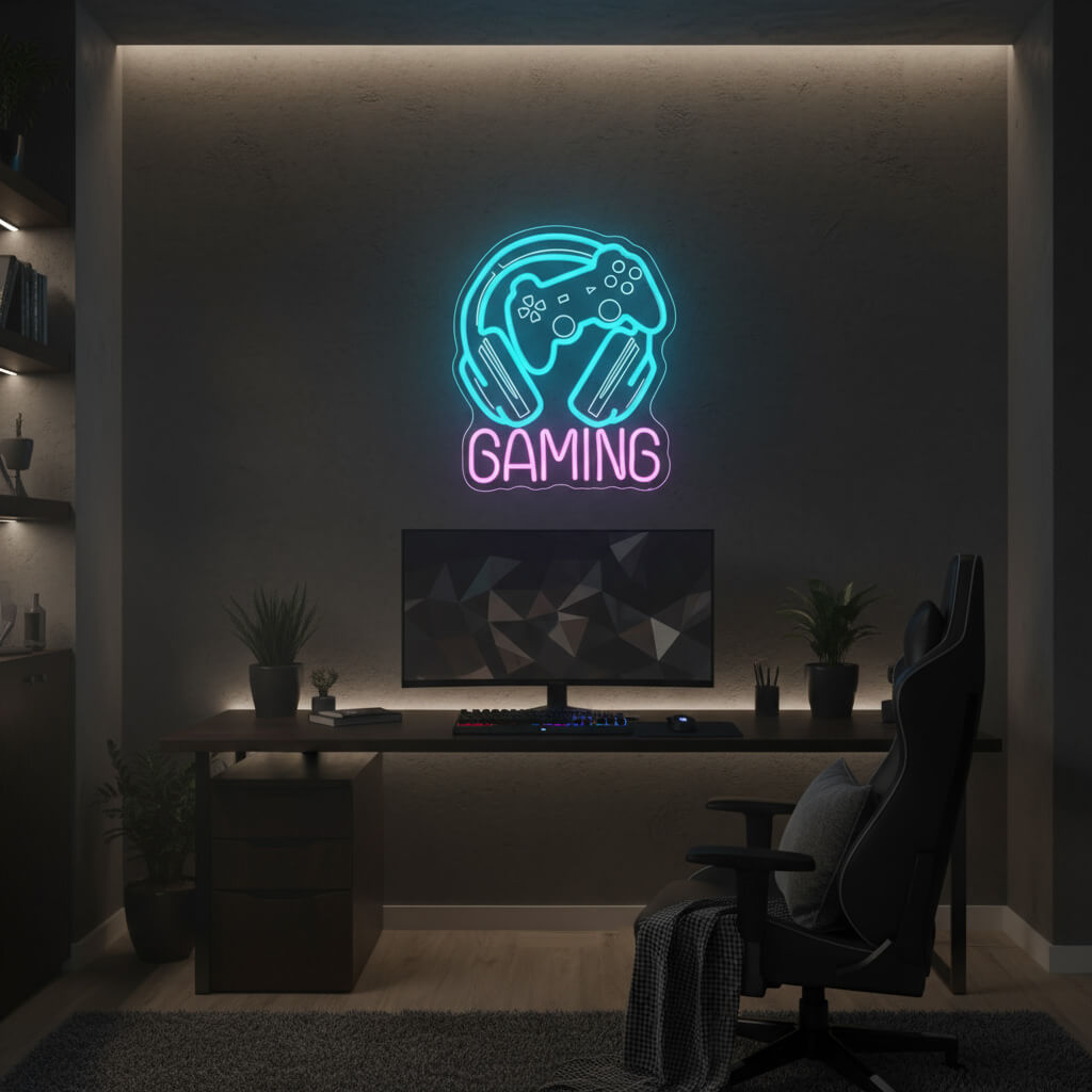 Gaming Headphone and Controller LED Neon Sign