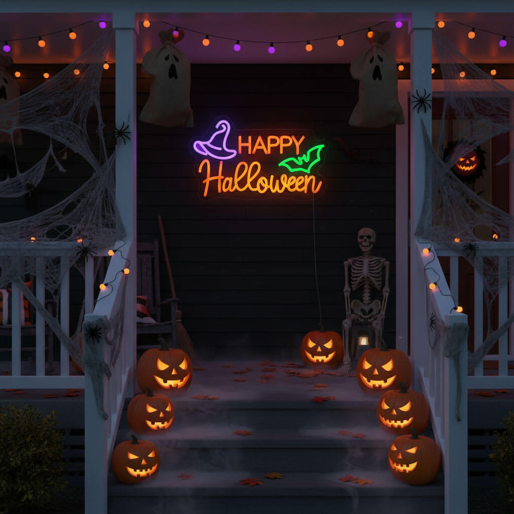 Happy Halloween Spooky Multi-Color - Events Decor LED Neon Sign