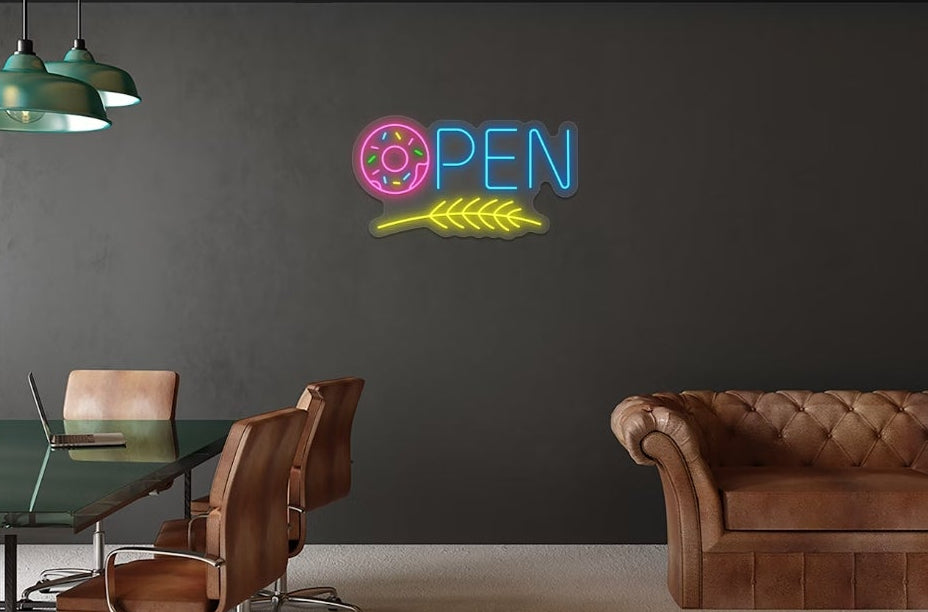 Open Donut Sign - Premium Neon Artwork