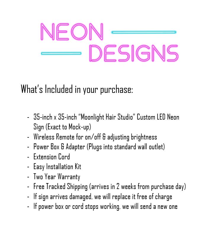 Moonlight Hair Studio - Premium Neon Artwork