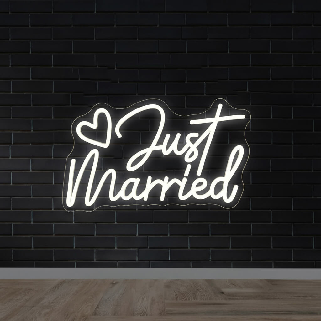 Just Married with Heart Wedding LED Neon Sign