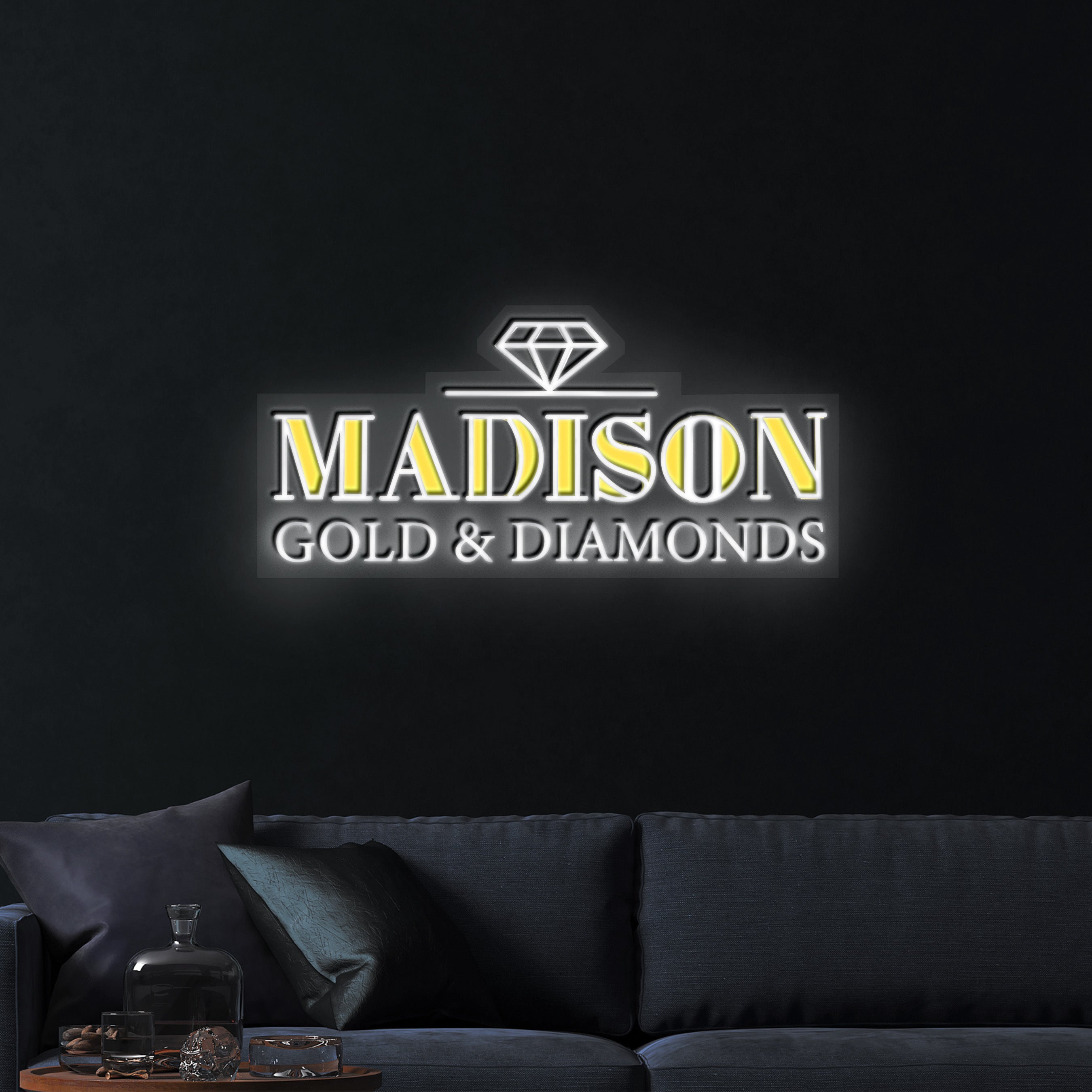 Madison Gold & Diamonds - Premium Neon Artwork