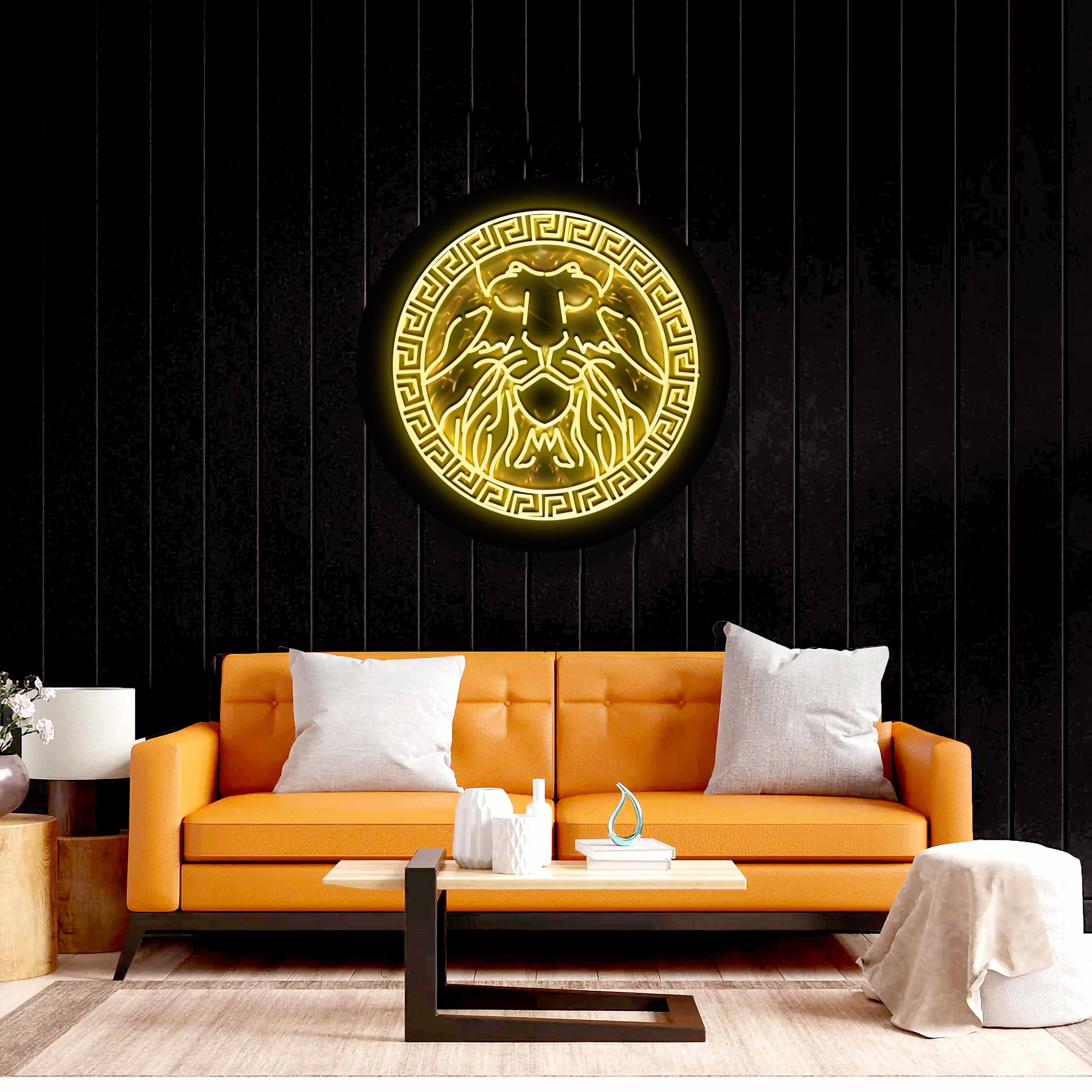 Gold Lion Logo - Premium Neon Artwork