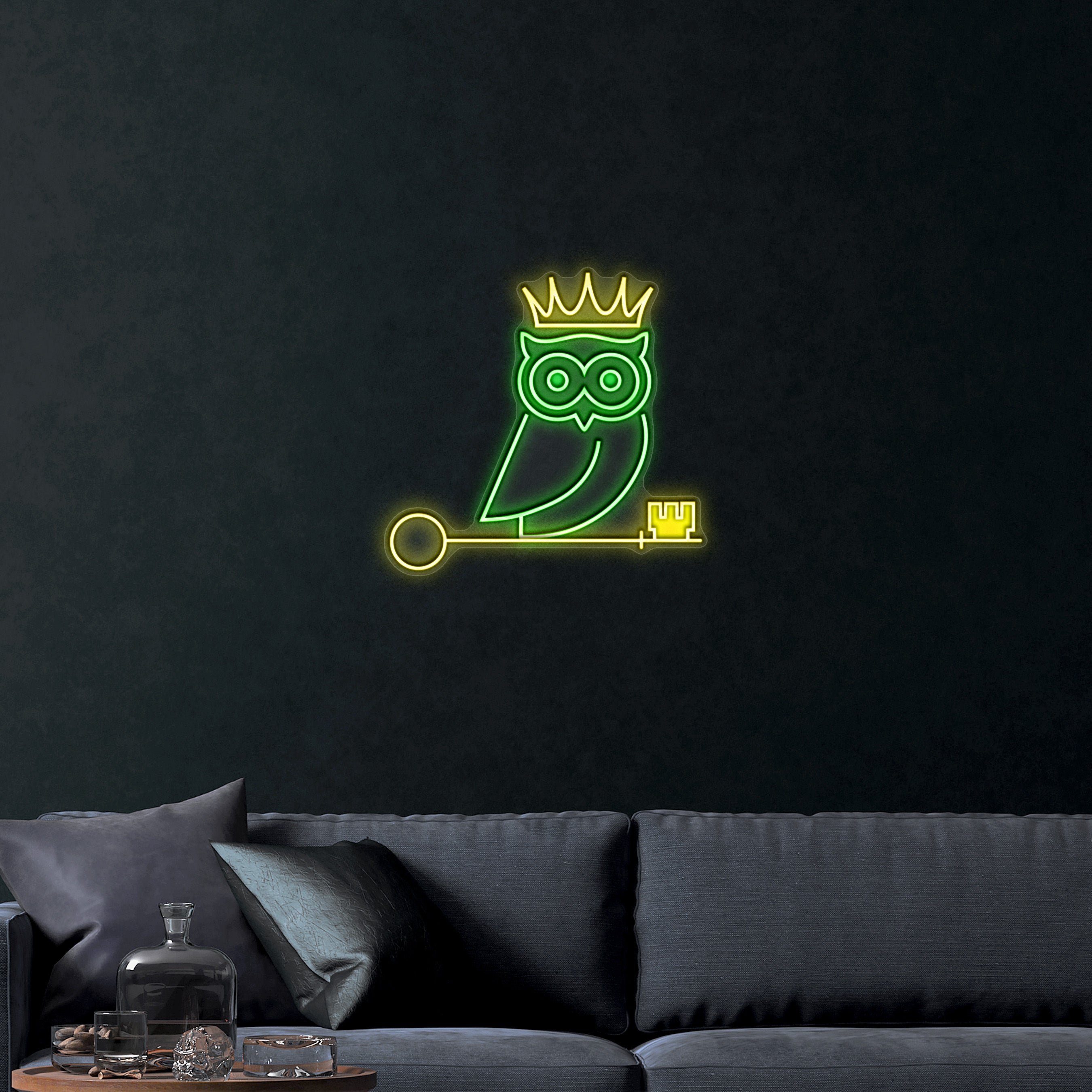 Owl with Crown - Premium Neon Artwork