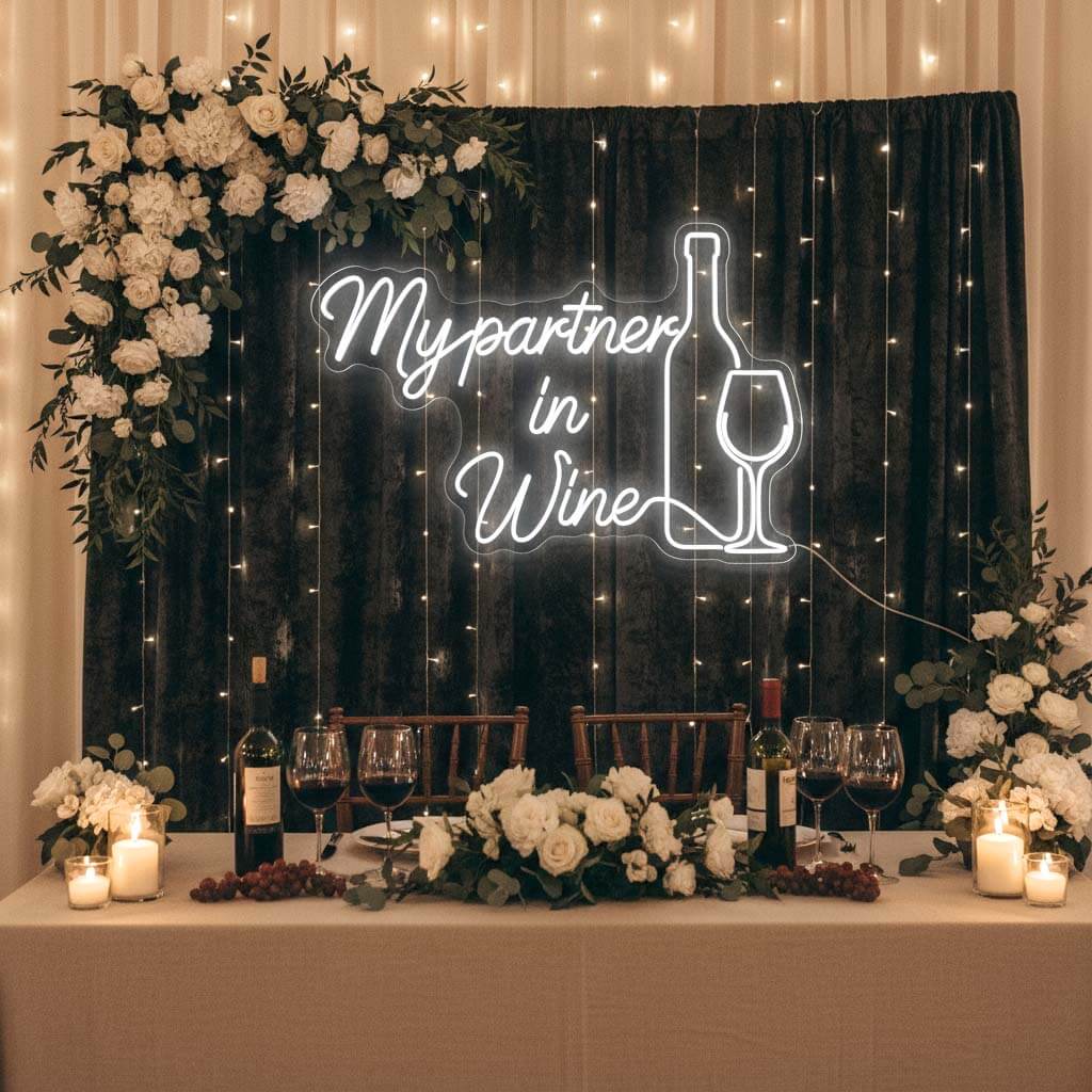 My Partner In Wine Funny Wedding Neon Sign