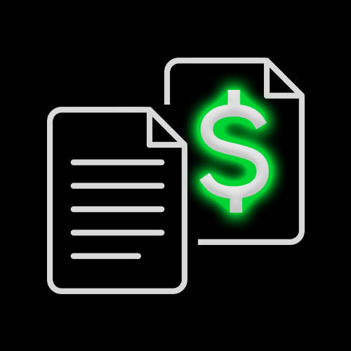 Neon dollar sign icon on a black background