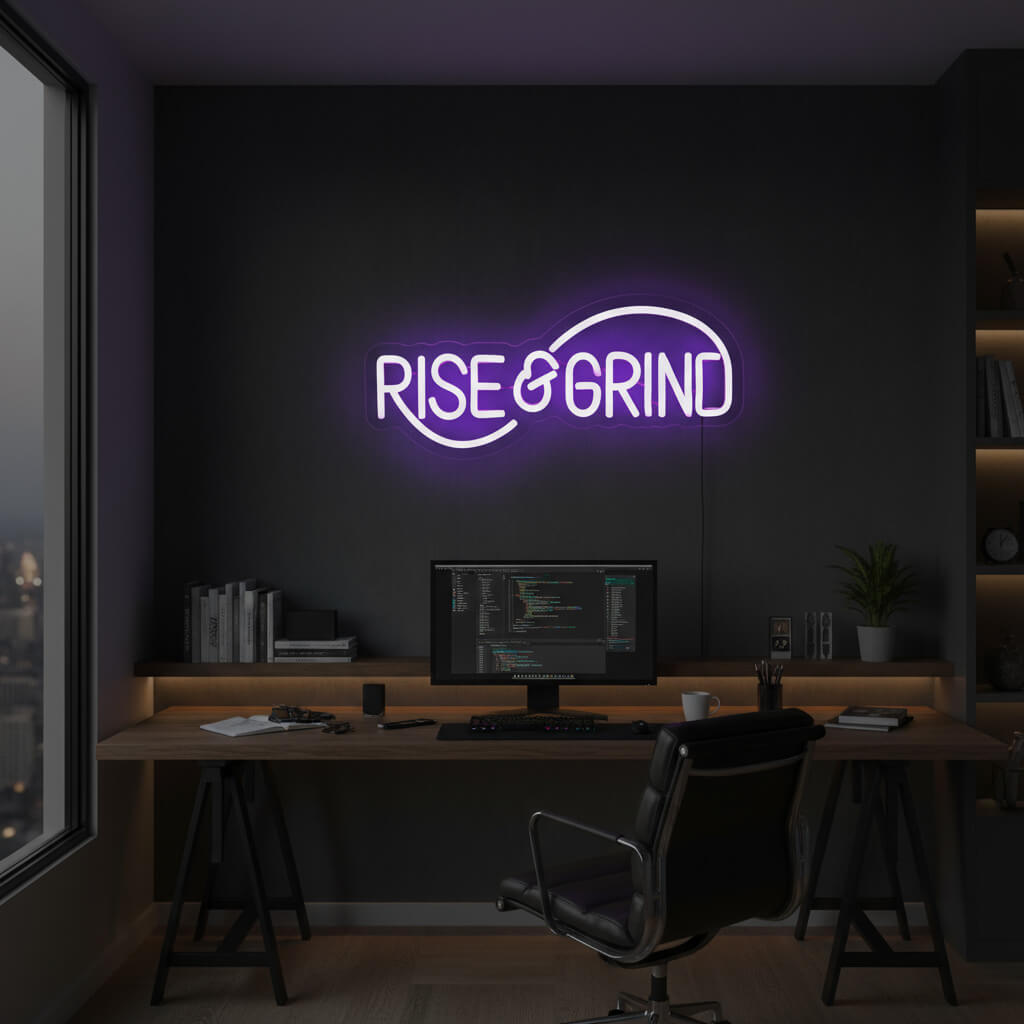 Rise and Grind - Inspirational LED Neon Sign