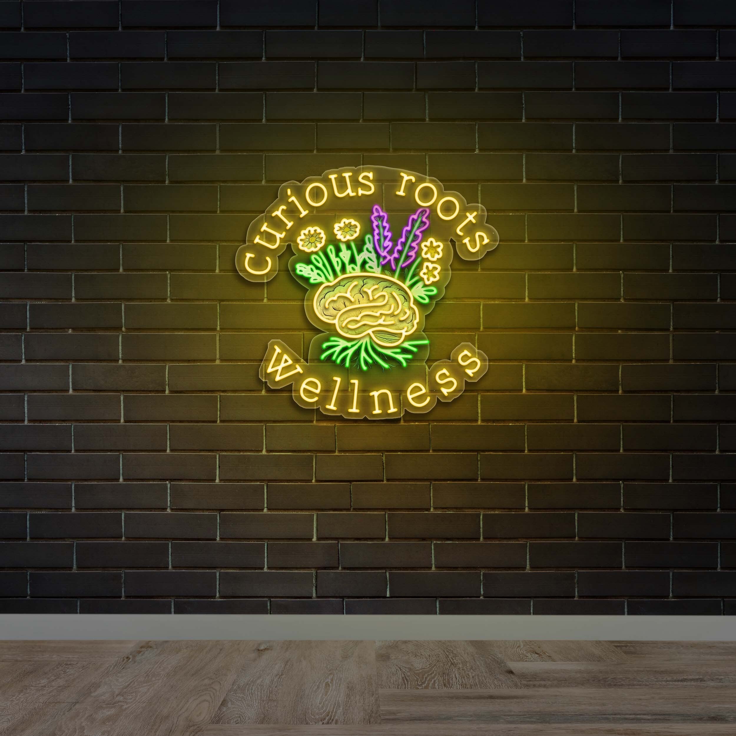 Curious Roots Wellness - Premium Neon Artwork