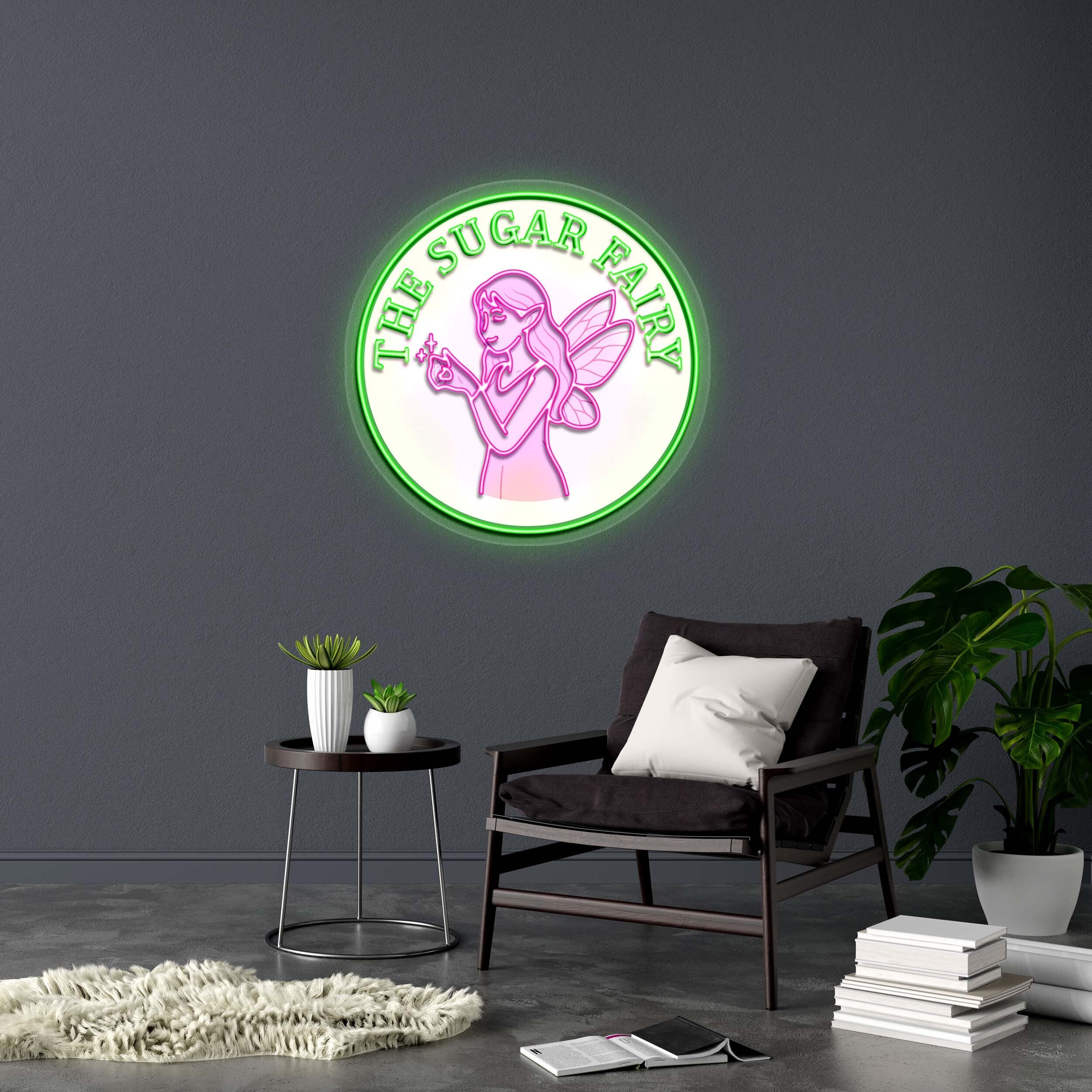 THE SUGAR FAIRY with illuminated face - Premium Neon Artwork