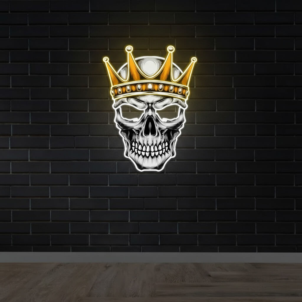Skull King Crown UV Print LED Neon Art Sign