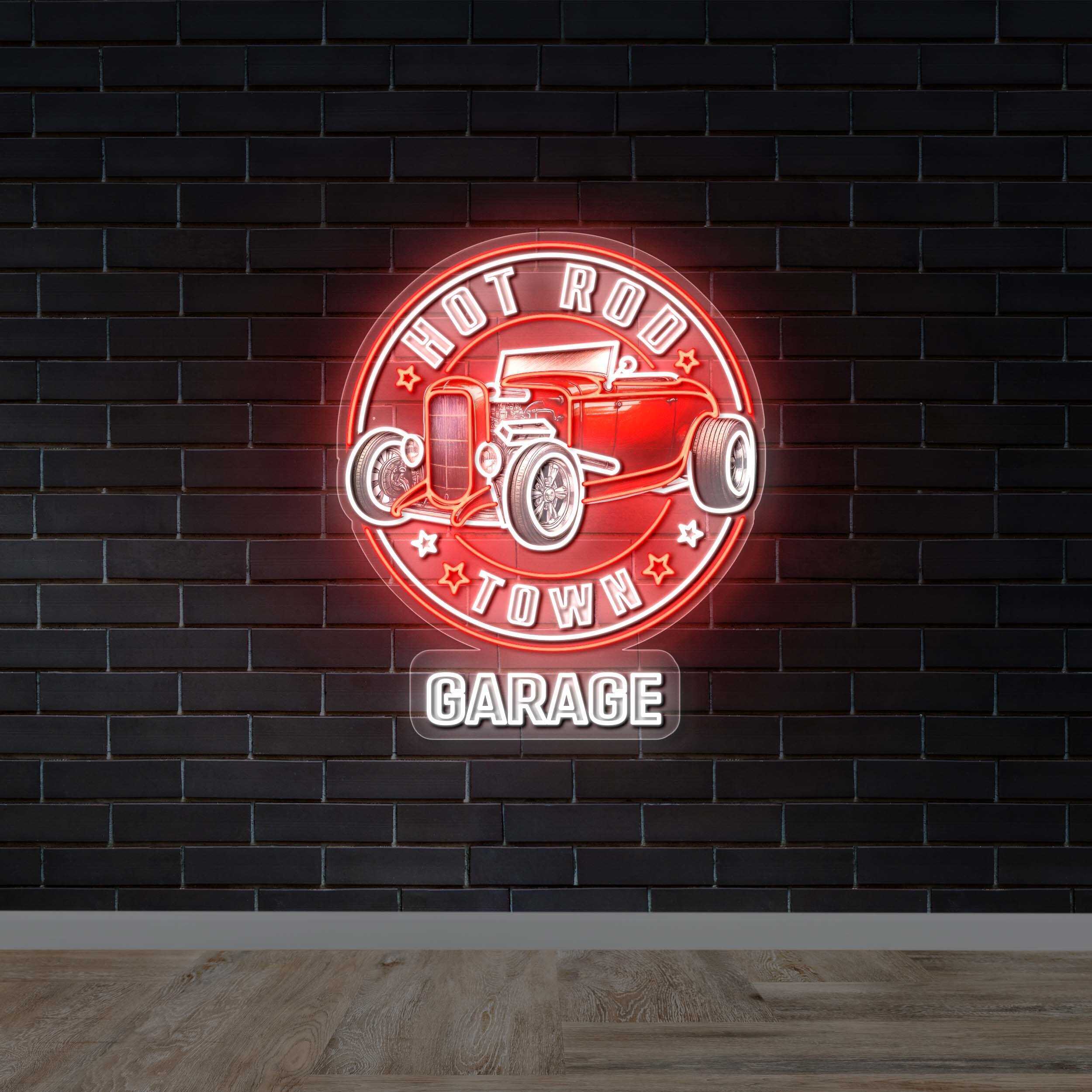 HOT ROD TOWN GARAGE - Premium Neon Artwork