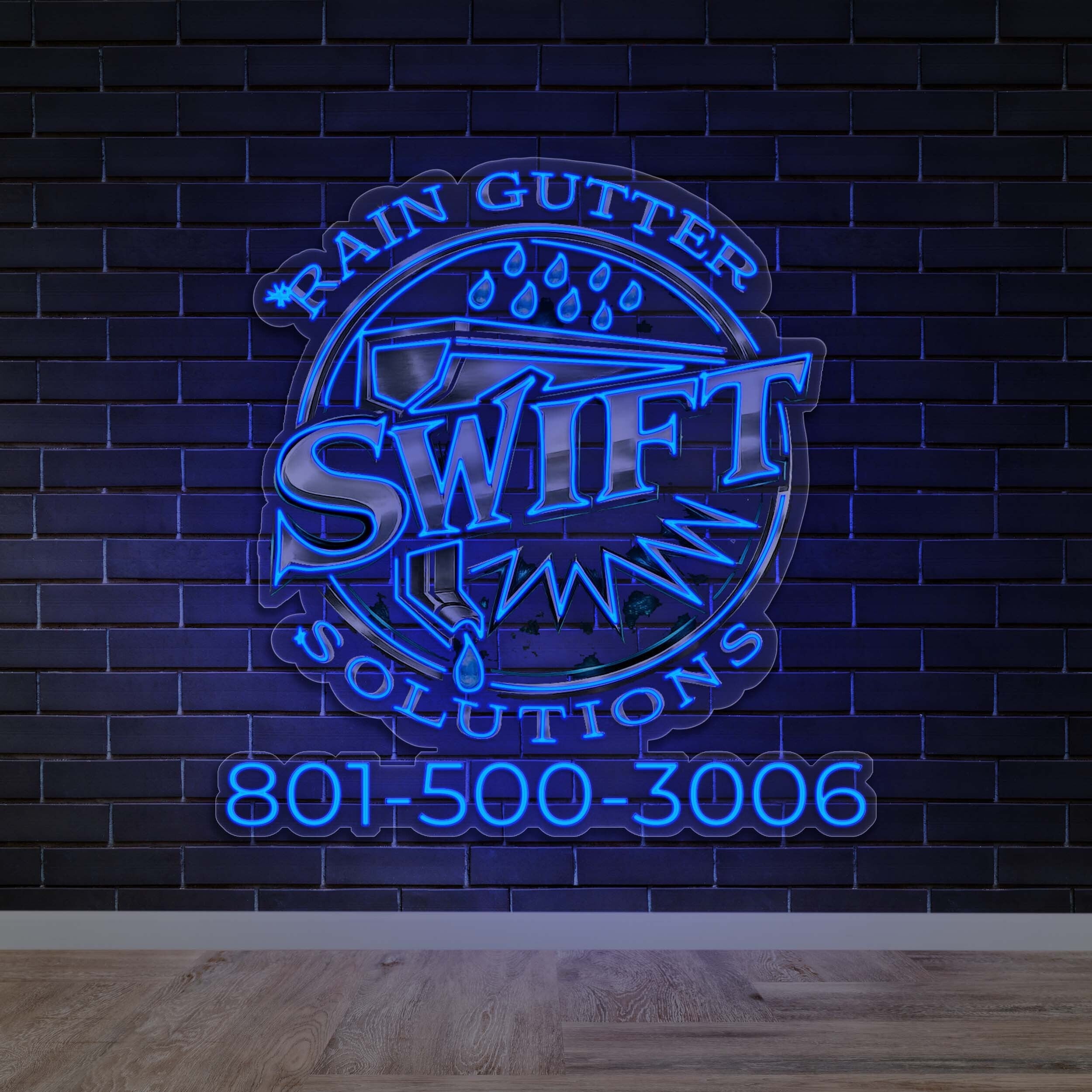 Rain Gutter Swift Solutions - Premium Neon Artwork