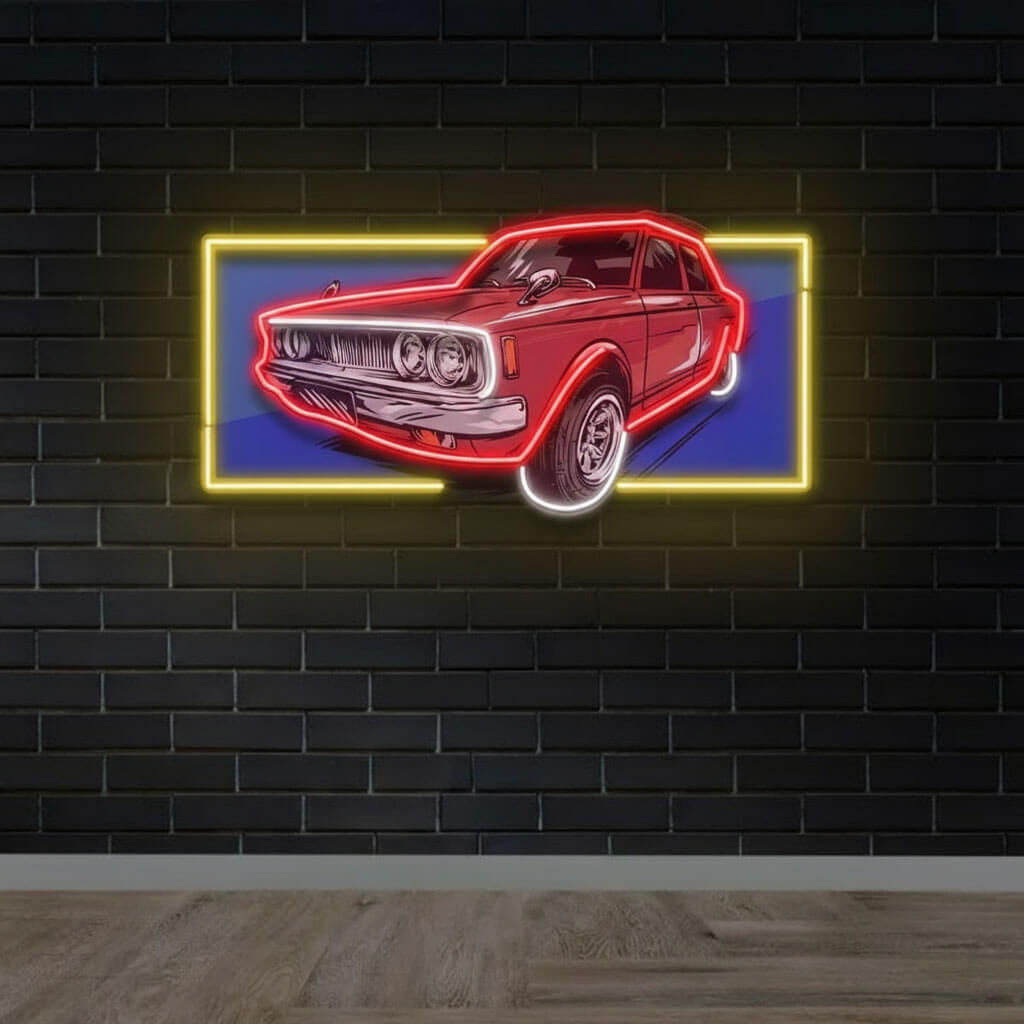 Vintage Red Car UV Print Neon Art Sign
