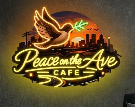 PEACE on the AVE cafe - Premium Neon Artwork