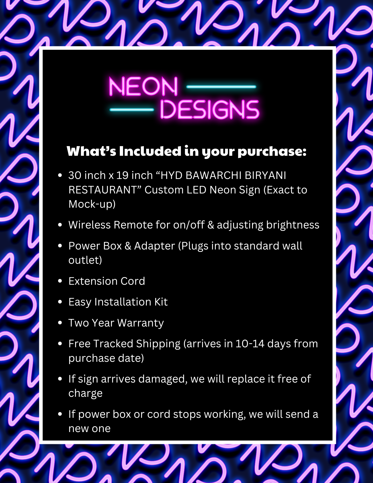 HYD BAWARCHI BIRYANI RESTAURANT - Premium Neon Artwork