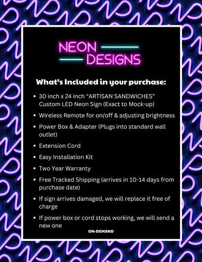 ARTISAN SANDWICHES - Premium Neon Artwork