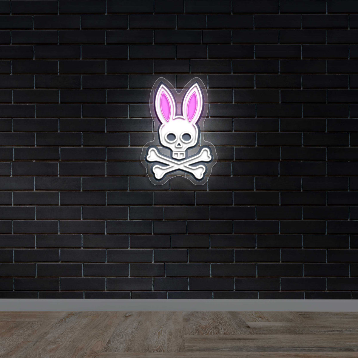 Skull Bunny Crossbones - Premium Neon Artwork