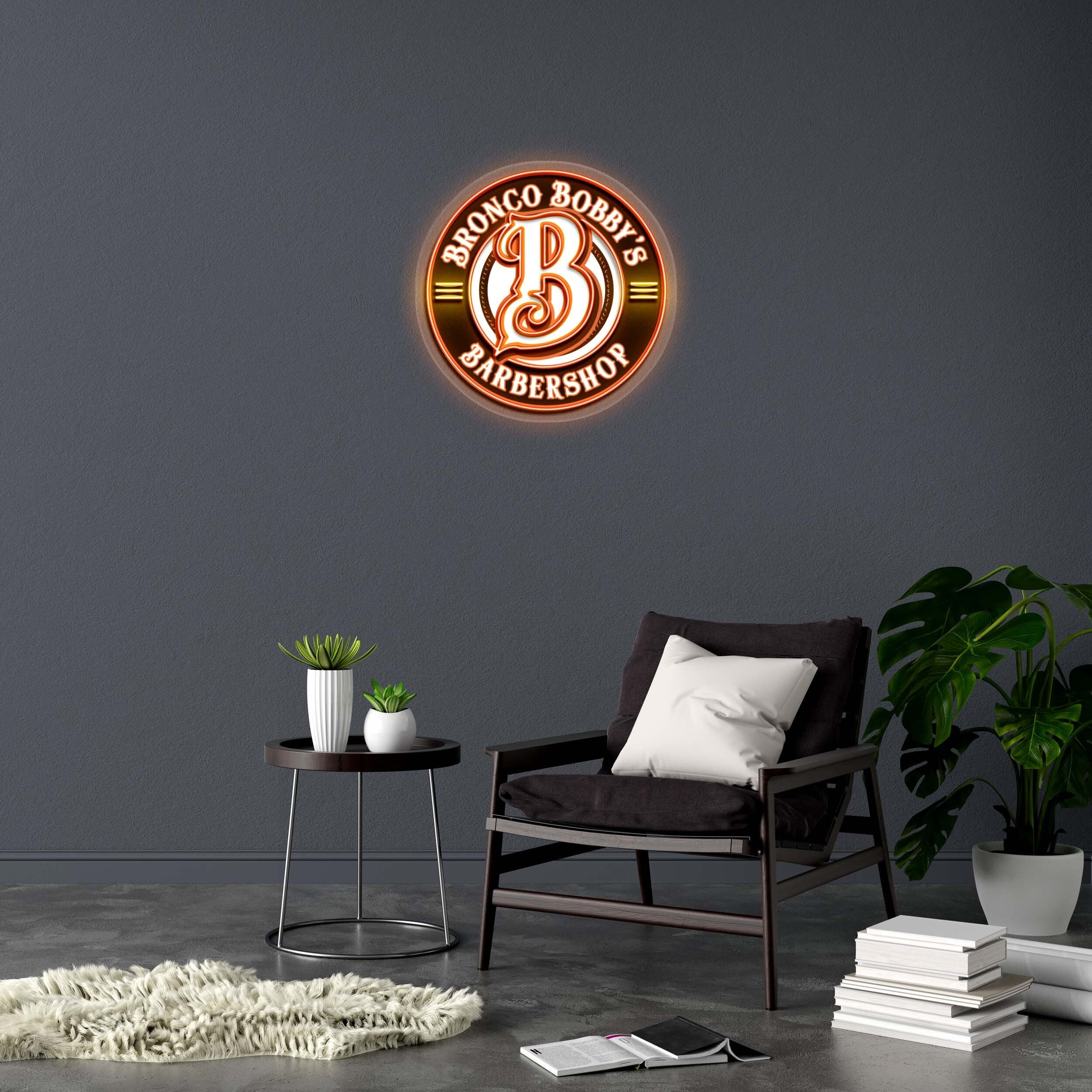 BRONCO BOBBY'S BARBERSHOP - Premium Neon Artwork