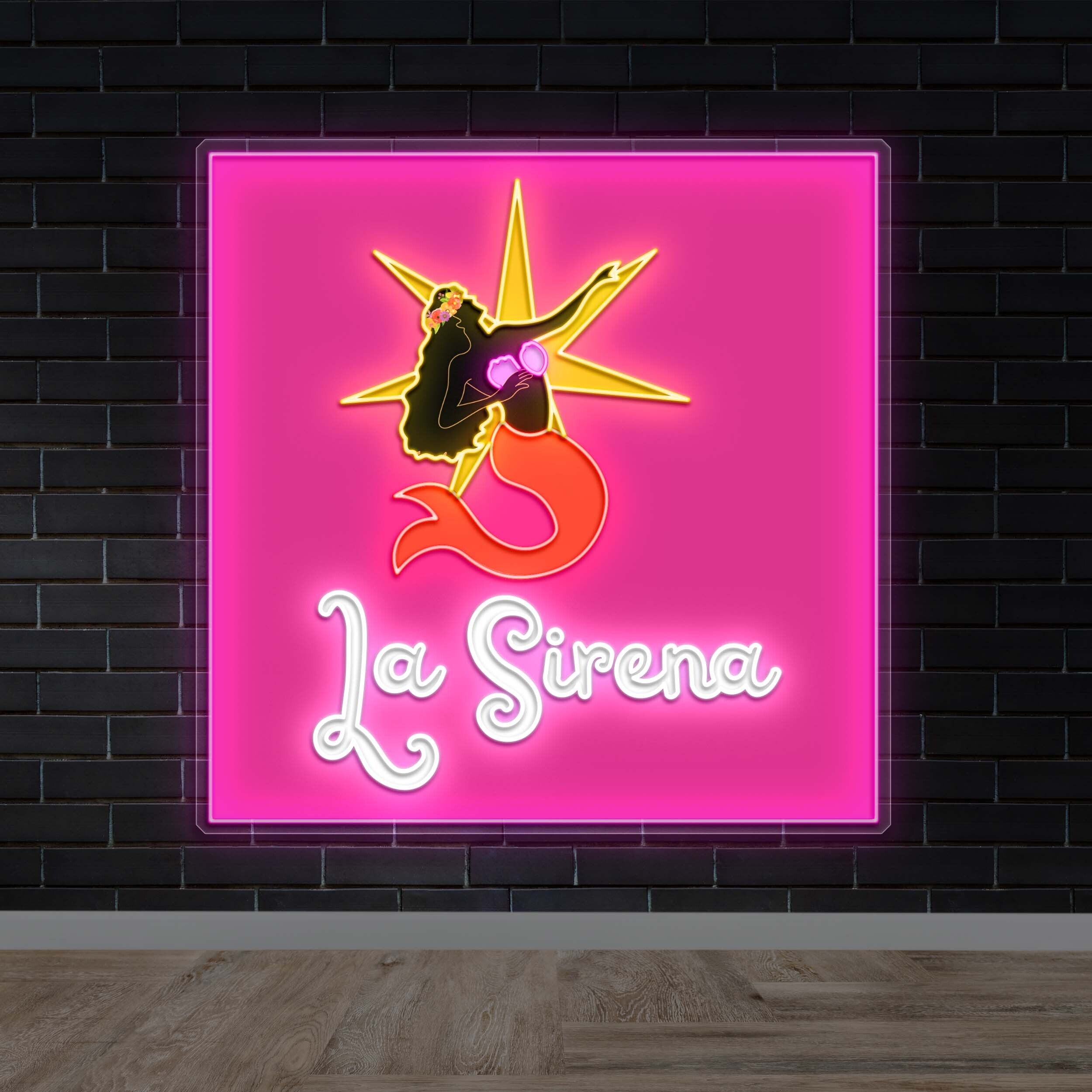 La Sirena with background - Premium Neon Artwork