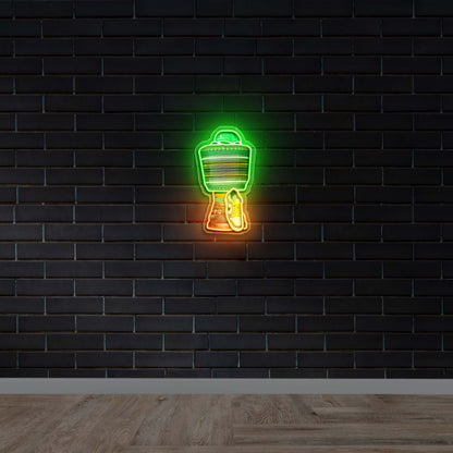Djembe, Sneaker, and Hat - Premium Neon Artwork