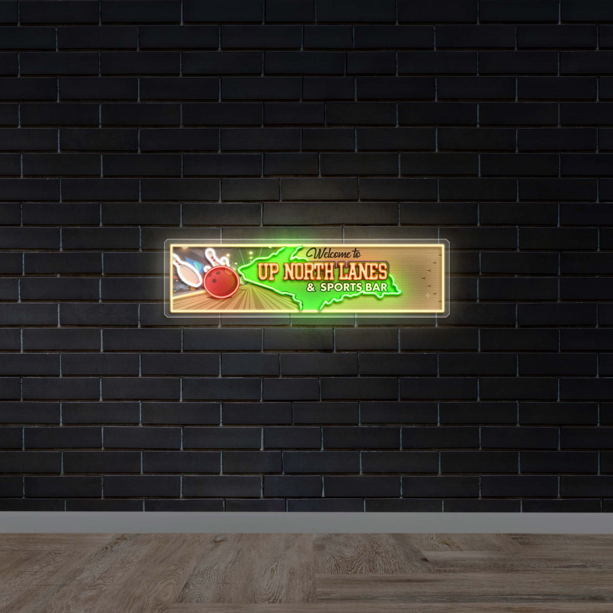 Welcome to UP NORTH LANES & Sports Bar - Premium Neon Artwork