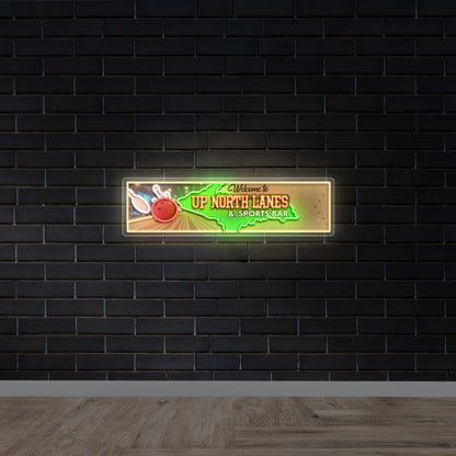 Welcome to UP NORTH LANES & Sports Bar - Premium Neon Artwork