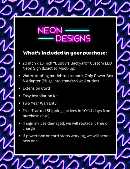 Buddy’s Backyard - Premium Neon Artwork